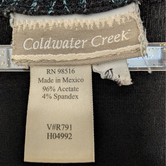 Vintage Coldwater Creek Floral Shirt Womens Size Large Black Acetate Stretch - Picture 4 of 10